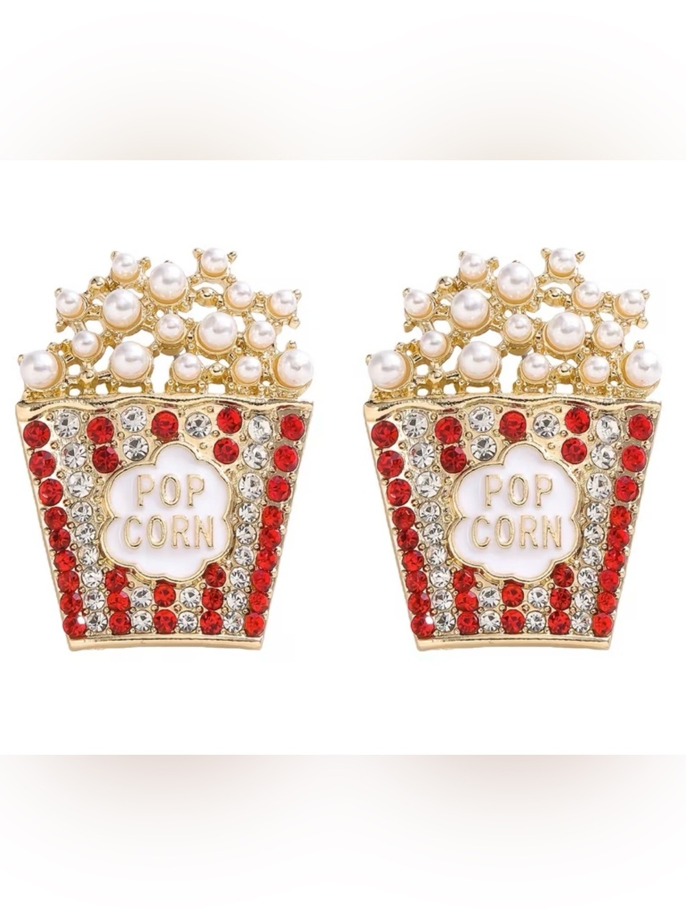 Pearl & Crystal Popcorn Stud Earrings - Picture 4 of 4